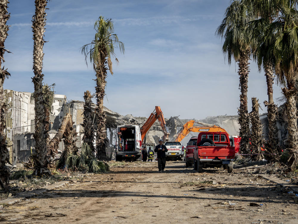 On Tuesday, emergency services clear the rubble of the house of a businessman that was hit by Iranian missile strikes in Irbil, Iraq.