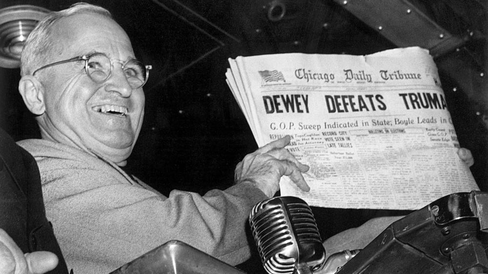 The classic case of defying the odds and the oddsmakers was the shock reelection of Harry Truman in 1948. His approval number was still above 50% with a year to go, but it tumbled all the way to 36% in April of 1948.