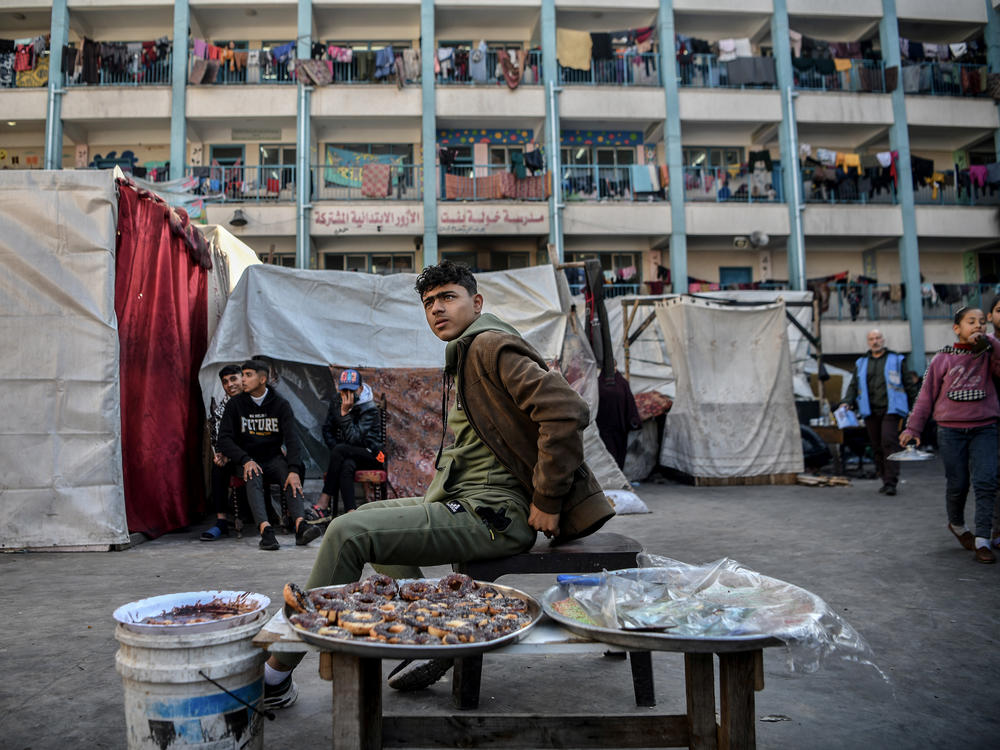 A general view of the area as Palestinians, who left their homes to survive due to Israeli attacks, took shelter in a U.N. Relief and Works Agency for Palestine Refugees in the Near East (UNRWA) in Rafah on Jan. 16.
