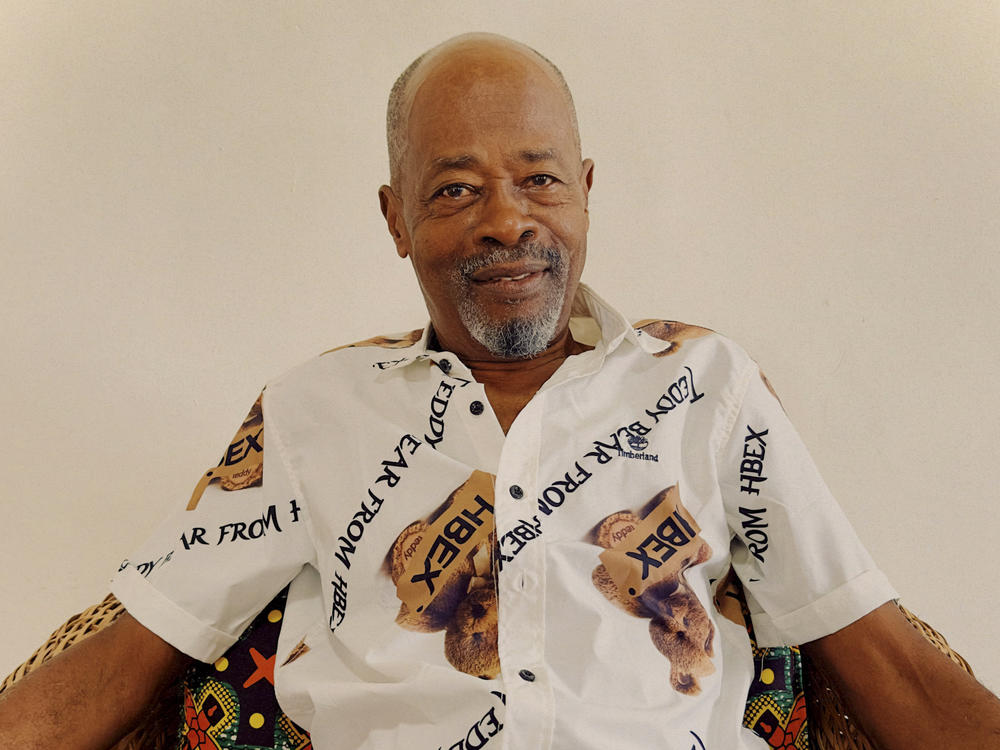 74-year-old Lenval Skiers at his home in Pan-African Village, in Asebu.