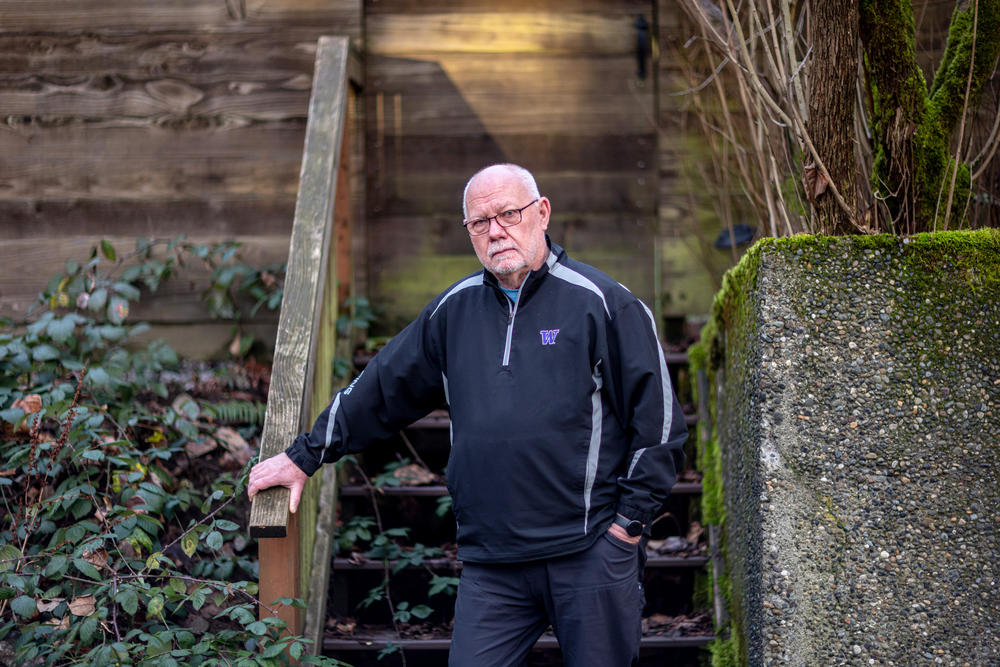 Don Downing, near his home just east of the University District in Seattle. Downing has worked his whole career to expand the role of pharmacists in Washington state.