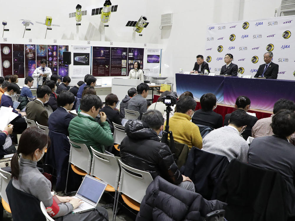 The Japan Aerospace Exploration Agency (JAXA) shut down its moon lander days after its historic arrival due to power concerns. Here, JAXA's leaders brief the media about the successful moon mission, and a problem with the lander's solar cell Friday.