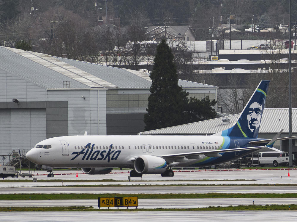 The Alaska Airlines Boeing 737 MAX 9 aircraft is seen at Portland International Airport on January 9, 2024 in Oregon. The plane made an emergency landing following a midair fuselage blowout on Jan. 5. None of the 171 passengers and six crew members was seriously injured.