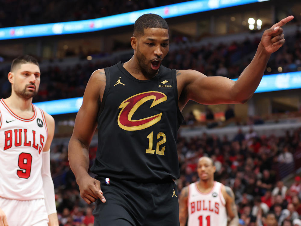 Tristan Thompson, #12 of the Cleveland Cavaliers, reacts against the Chicago Bulls on Dec. 23, in Chicago.