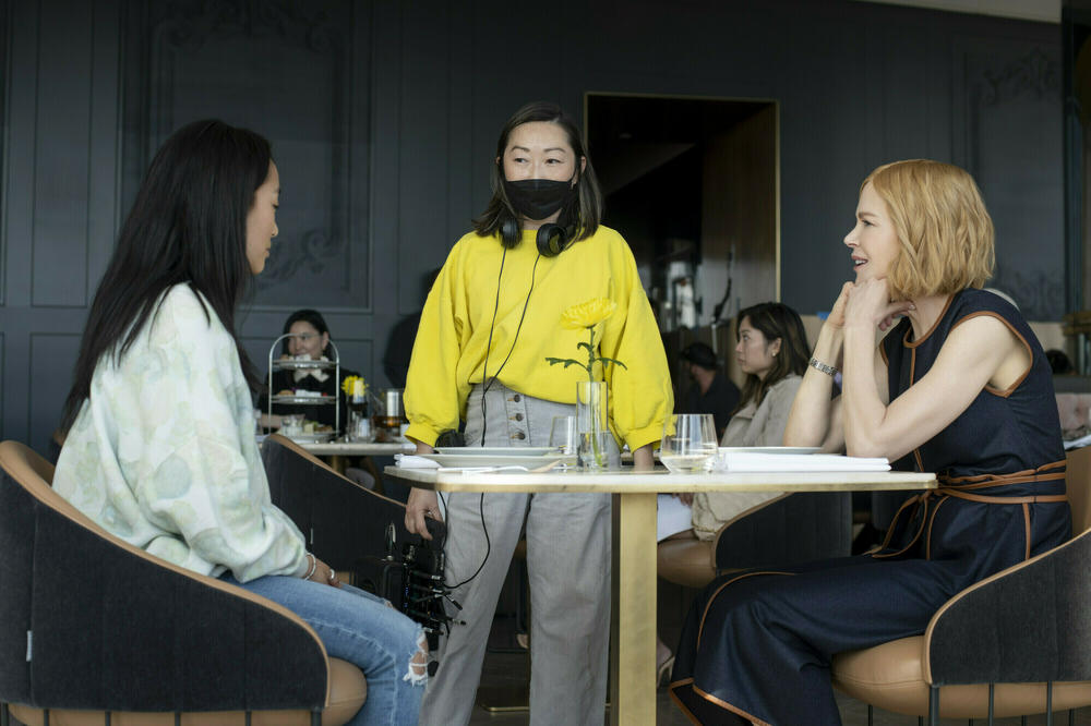 Lulu Wang (center) directs Ji-young Yoo and Nicole Kidman as Mercy and Margaret.