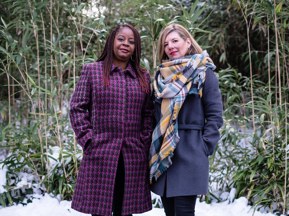 Nadine Chapman (left) and Rachel Perić are residents of the Rollingwood subdivision who are working together to publicize and memorialize the Rollingwood Burial Ground for Enslaved People in Chevy Chase, Maryland.