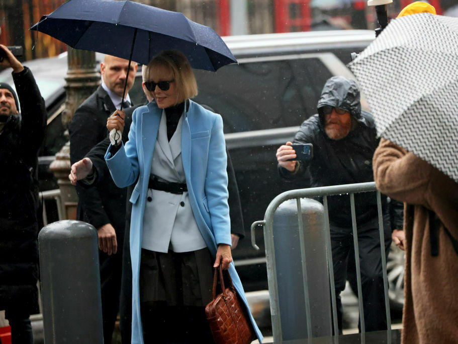 E. Jean Carroll arrives for her civil defamation trial against former President Donald Trump at Manhattan federal court on Thursday.
