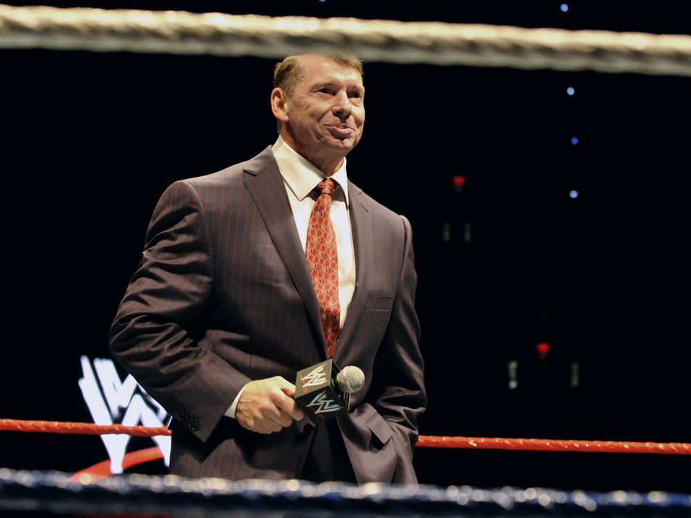 WWE chairman and CEO Vince McMahon speaks to an audience during a WWE fan appreciation event, Oct. 30, 2010, in Hartford, Conn.