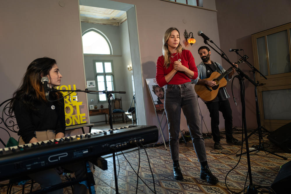 Israeli band Jane Bordeaux performs at a concert for Alon Ohel. The concert featured some of Alon's favorite Israeli musicians.