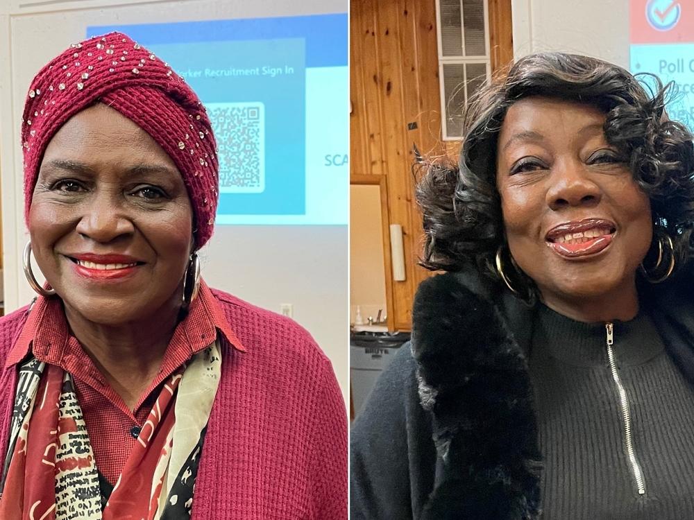 Friends Gloria Smith, left, and Venita Epps say working elections is important. 