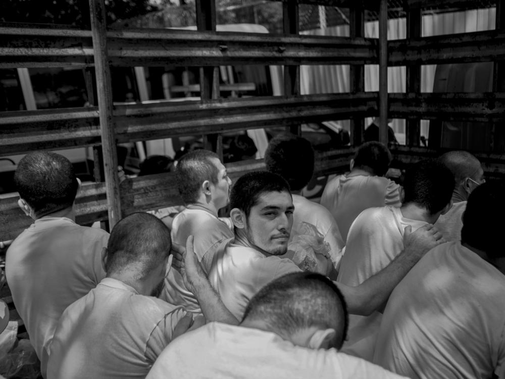 People arrested in September 2022 during the state of exception, moments before entering San Salvador's Ilopango jail. Many who claimed to be innocent would end up spending more than a year in prison.