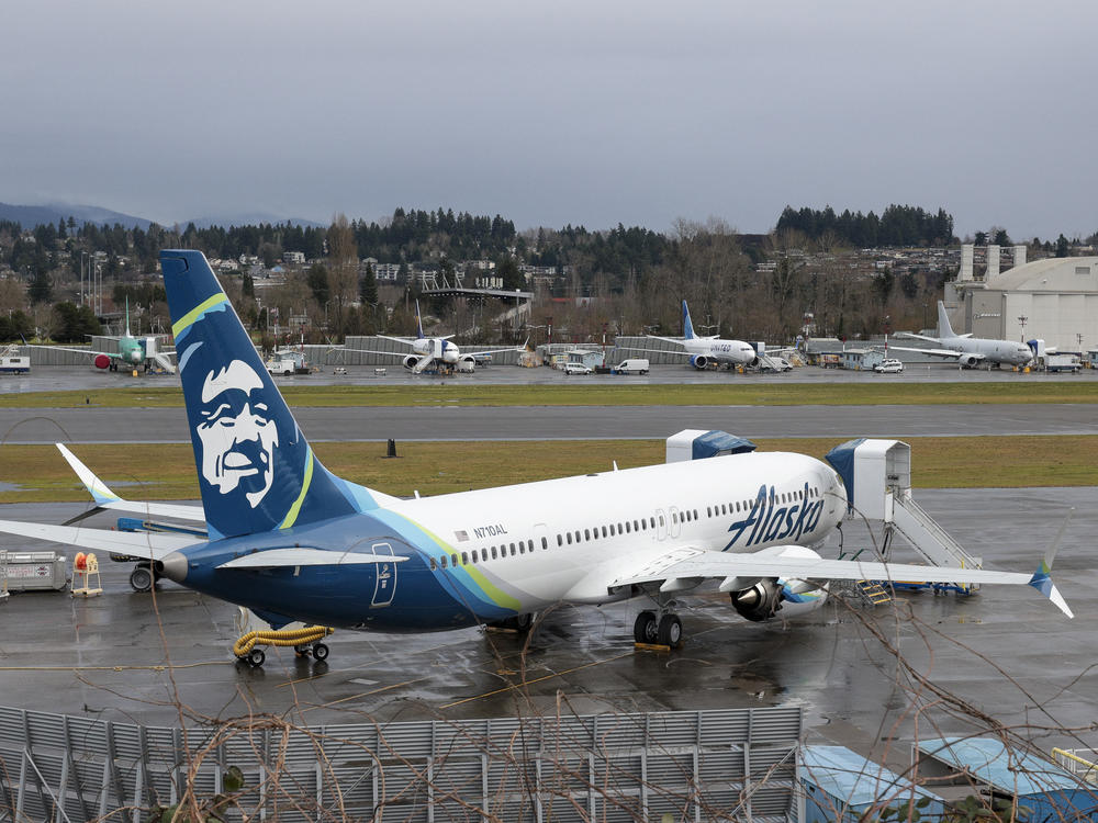 A Boeing 737 MAX 9 for Alaska Airlines is pictured along with other aircraft at Renton Municipal Airport adjacent to Boeing's factory in Washington. Alaska Airlines resumed service of its 737 MAX 9 fleet on January 26, 2024, three weeks after an emergency landing prompted sweeping inspections of the aircraft.