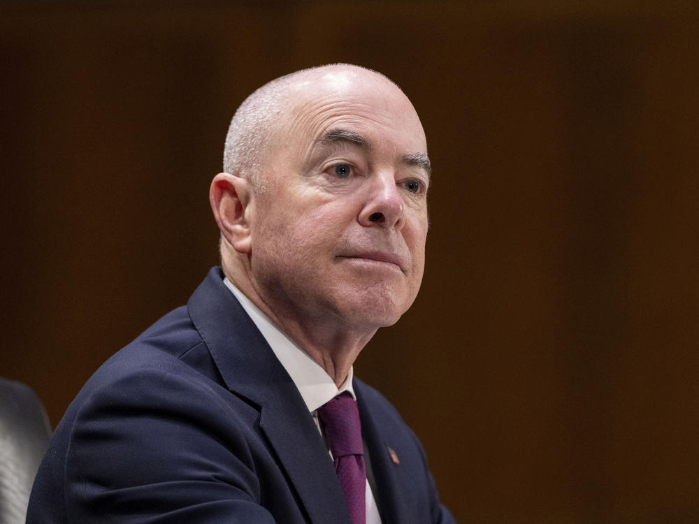 Homeland Security Secretary Alejandro Mayorkas testifies on Capitol Hill in November 2023.