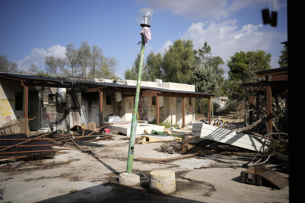 A general view of destruction  remains after the Oct. 7 Hamas attacks at Kibbutz Kfar Aza close to the Gaza border as forensic analysis and investigation of the scenes continues on Nov. 21, 2023, in Kfar Aza, Israel.