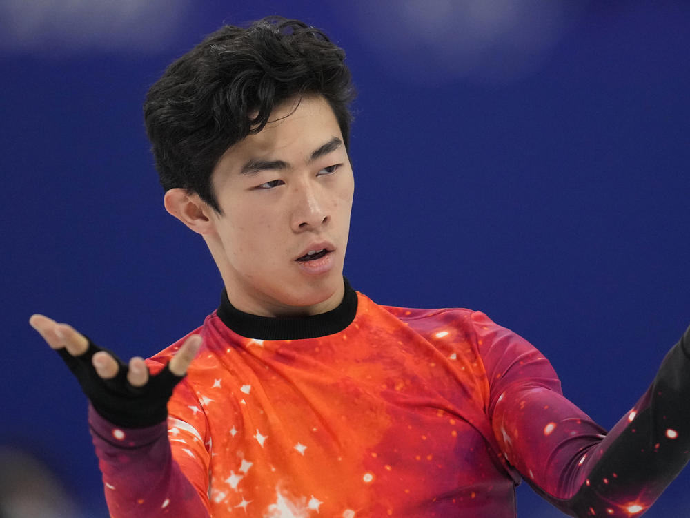 Nathan Chen competes at the 2022 Winter Olympics, Thursday, Feb. 10, 2022, in Beijing. Chen and the rest of Team USA are now gold medal winners in the team event following a doping decision against Russian Kamila Valieva.