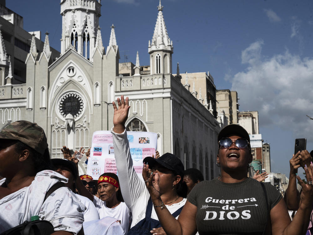 Members of several evangelical churches take part in a demonstration called by different religious groups 