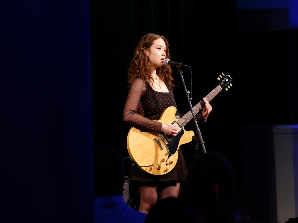 Laufey performs during the December 2023 event A New York Evening With Laufey, at The Greene Space in downtown Manhattan.