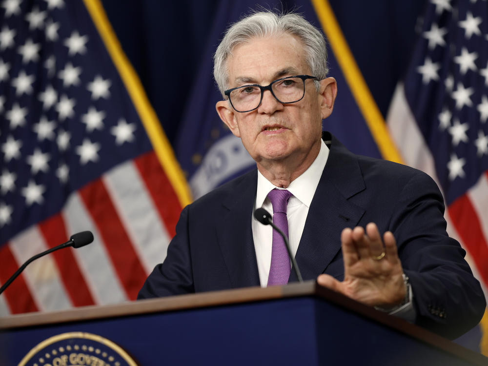 Fed Chair Jerome Powell speaks during a news conference after the concludion of the Fed's policy meeting in Washington, D.C., on Sept. 20, 2023. The Fed held interest rates steady on Wednesday but indicated it could cut rates this year while also noting it would move cautiously.
