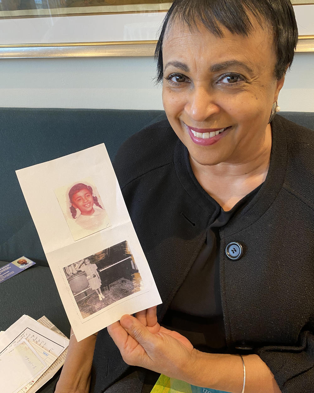 Hayden shows a photo of herself as a young girl who loved the book <em>Bright April.</em>