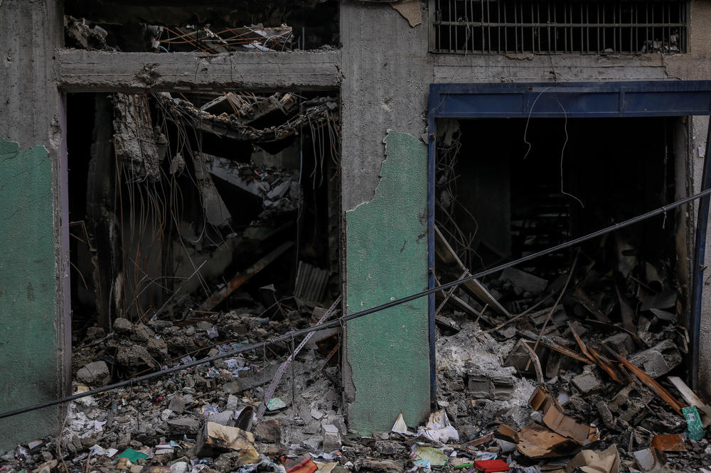 What is left of the antiques shop, amid Israel's bombardment of Gaza.