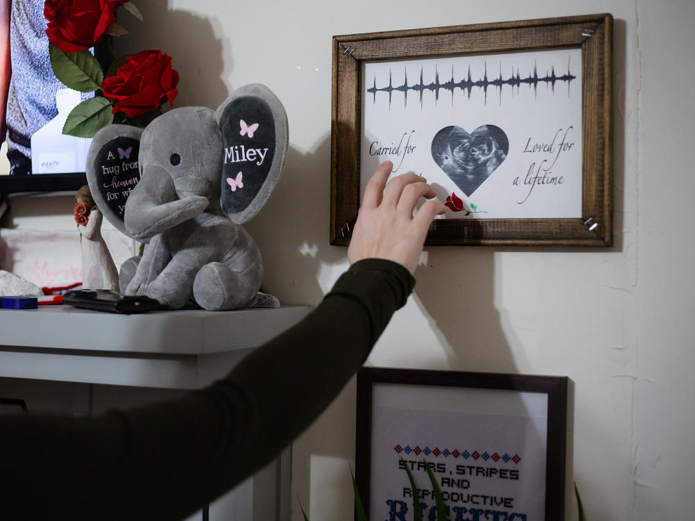 Allie Phillips' living room mantle is dedicated to Miley Rose and decorated with gifts from friends, family and TikTok followers.