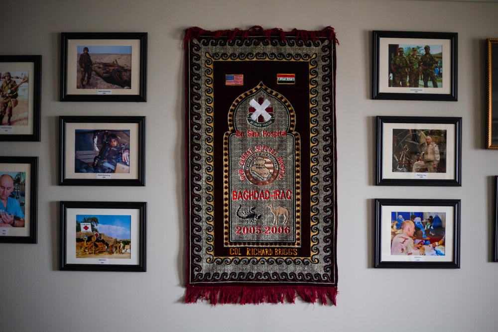Military awards and decorations hang on the wall of Sen. Richard Briggs' office in Tennessee's Capitol.