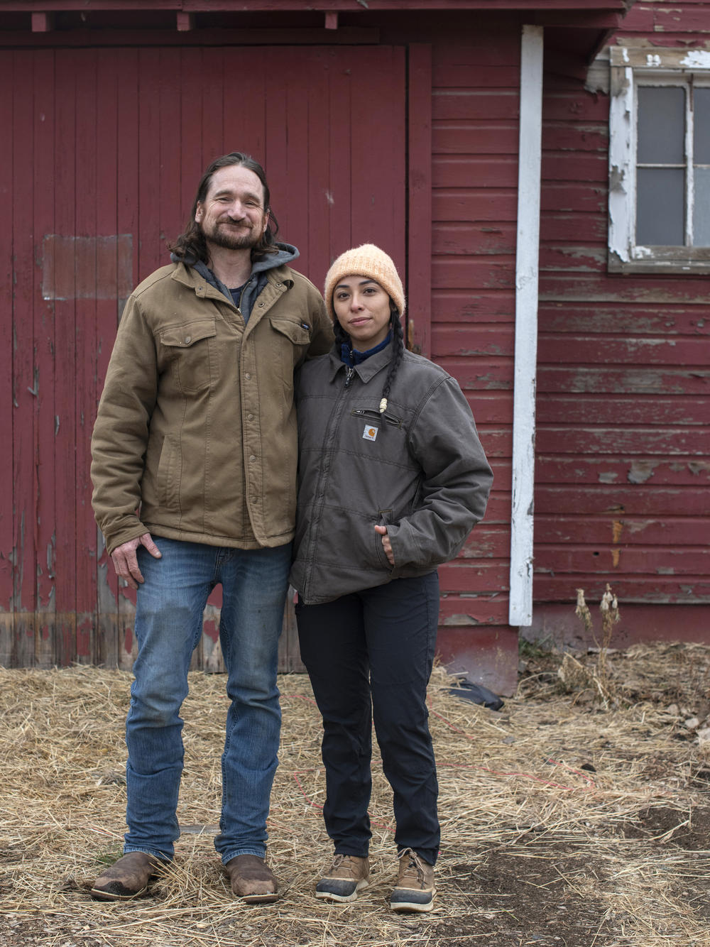 Mark Guttridge and his daughter, Jimena Cordero, at Ollin Farm in Longmont, Colo.