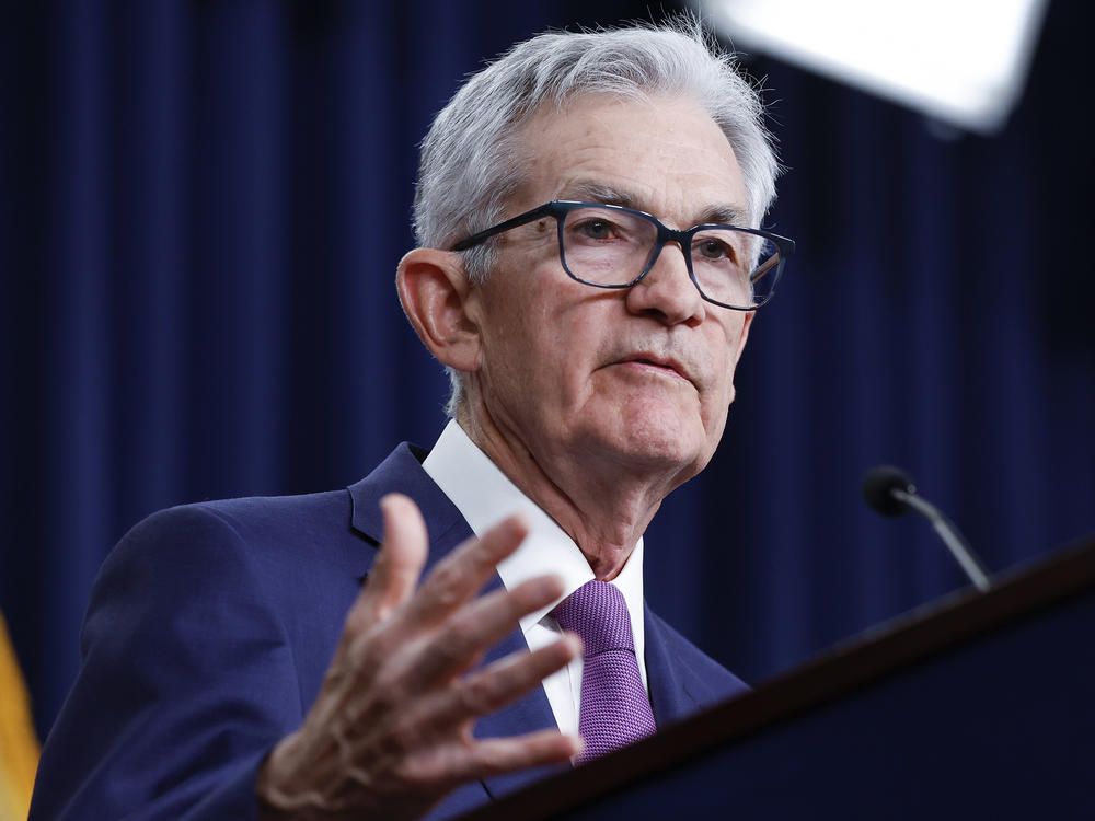 Federal Reserve Chair Jerome Powell speaks during a news conference in Washington, D.C., on Jan. 31, 2024. The Fed has indicated it could start cutting rates this year, though Powell said it's unlikely to do so at its next meeting in March.