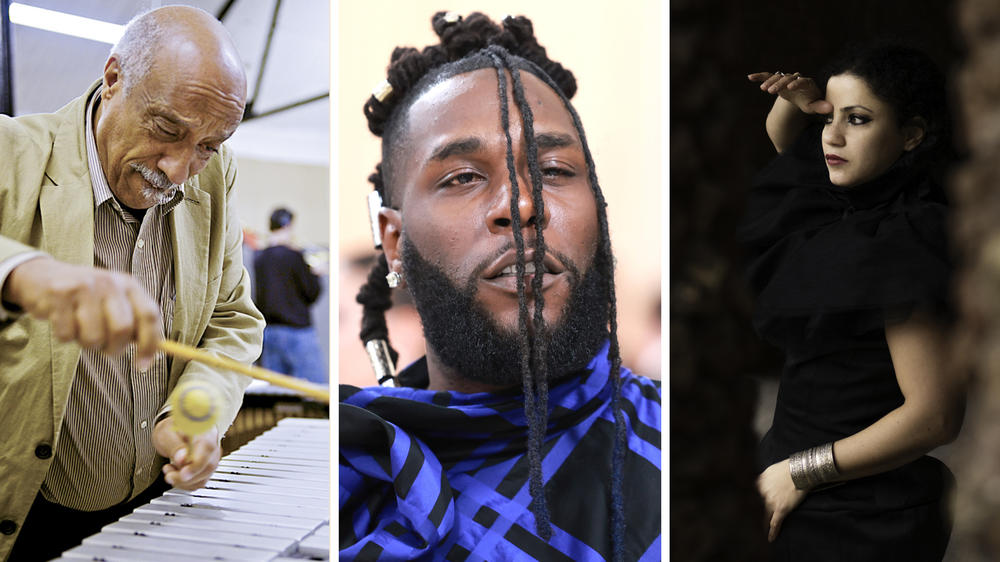 Nigeria's global star Burna Boy (center) is nominated in Grammy's new category 