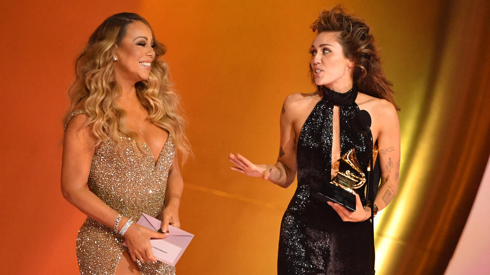 Miley Cyrus accepts the best pop solo performance award for 