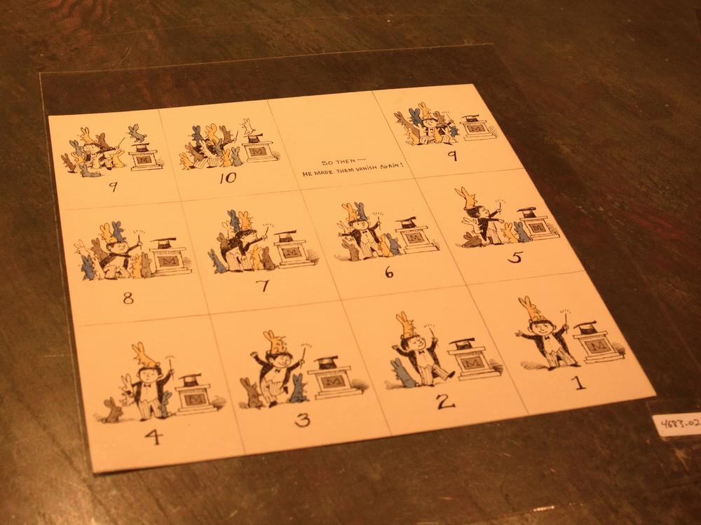 <em>Ten Little Rabbits</em> was originally created in the style of the books that are part of the Nutshell Library. In 1970, Sendak turned it into a 3.5 x 2.5-inch booklet for a fundraiser for Philadelphia's Rosenbach Museum.