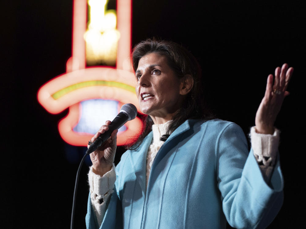Republican presidential candidate Nikki Haley speaks during a campaign event at New Realm Brewing Co. Sunday in Charleston, S.C. On Tuesday, her campaign confirmed the former South Carolina governor requested Secret Service protections.