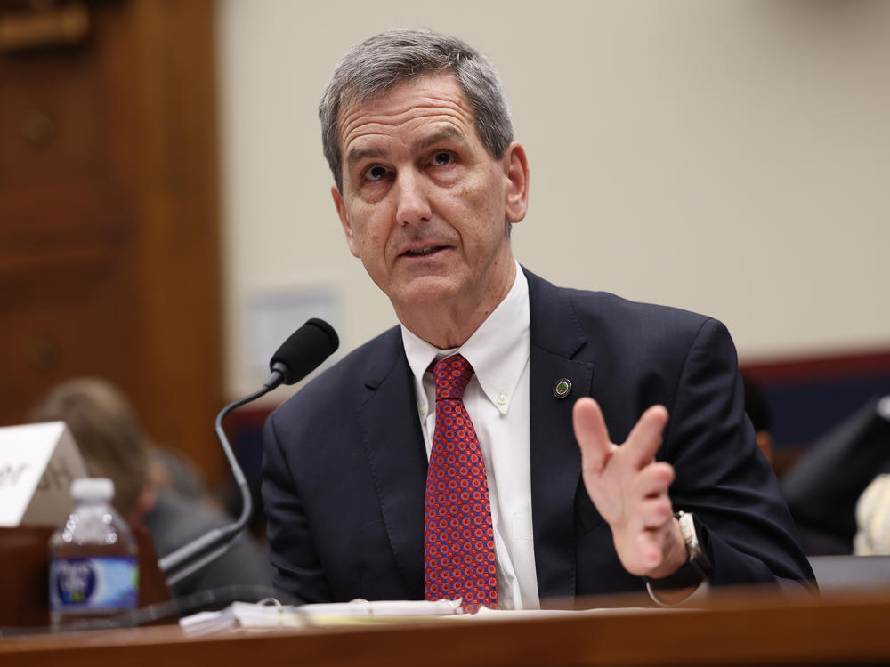 Federal Aviation Administration Administrator Michael Whitaker testifies before the House Transportation and Infrastructure Committee on Tuesday in Washington, D.C.