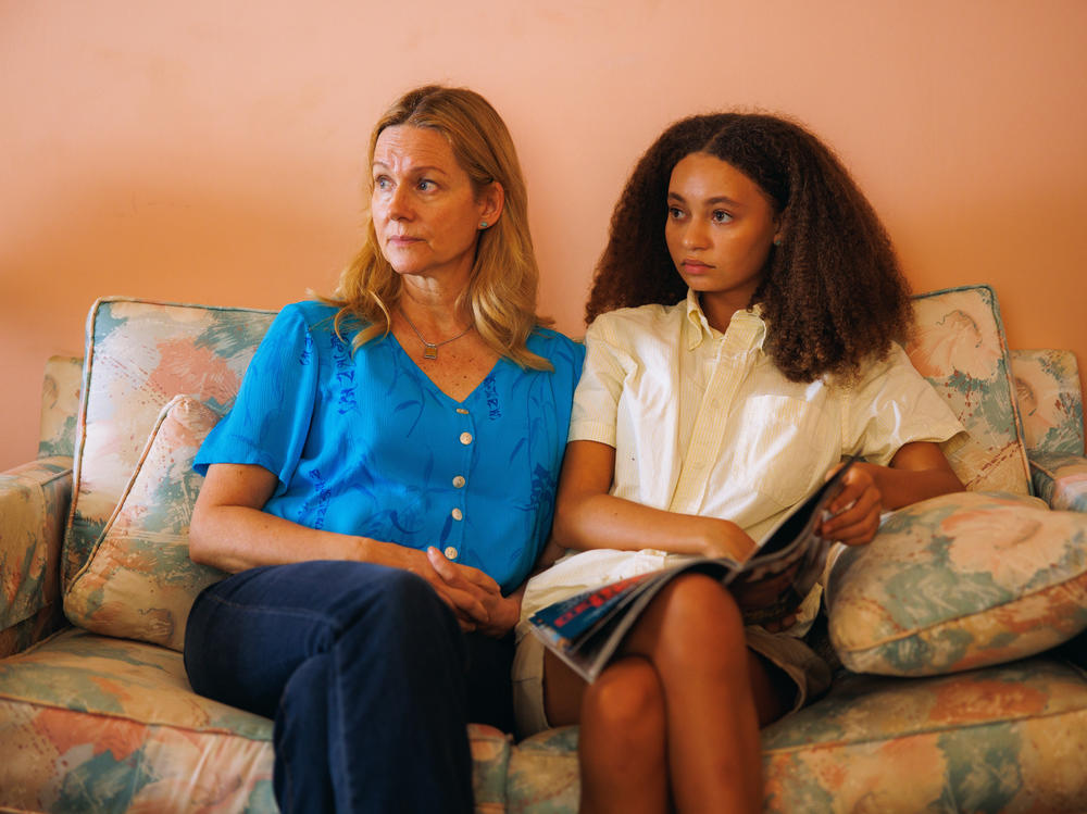 Laura Linney, left, and Nico Parker in <em>Suncoast</em>. The film was inspired by writer-director Laura Chinn's teenage experience, caring for her older brother as he died from brain cancer.