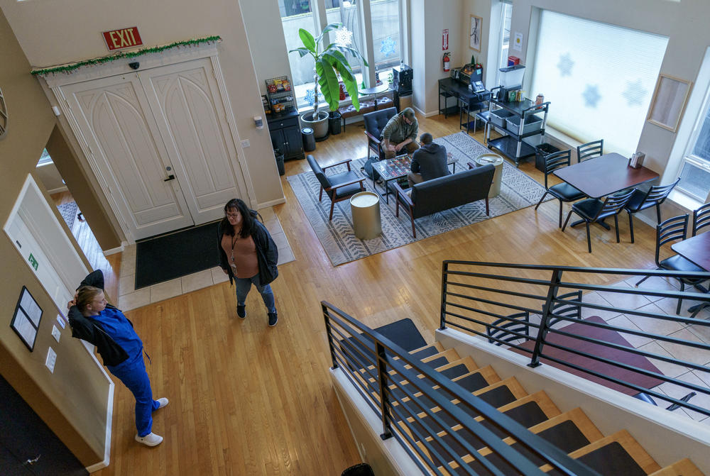 The common area at the detox center at Recovery Works Northwest, in the Portland, Ore. area. Recovery Works is a medication-assisted treatment program, focusing on opioid dependency, that opened a new detox facility last fall, funded by Measure 110.