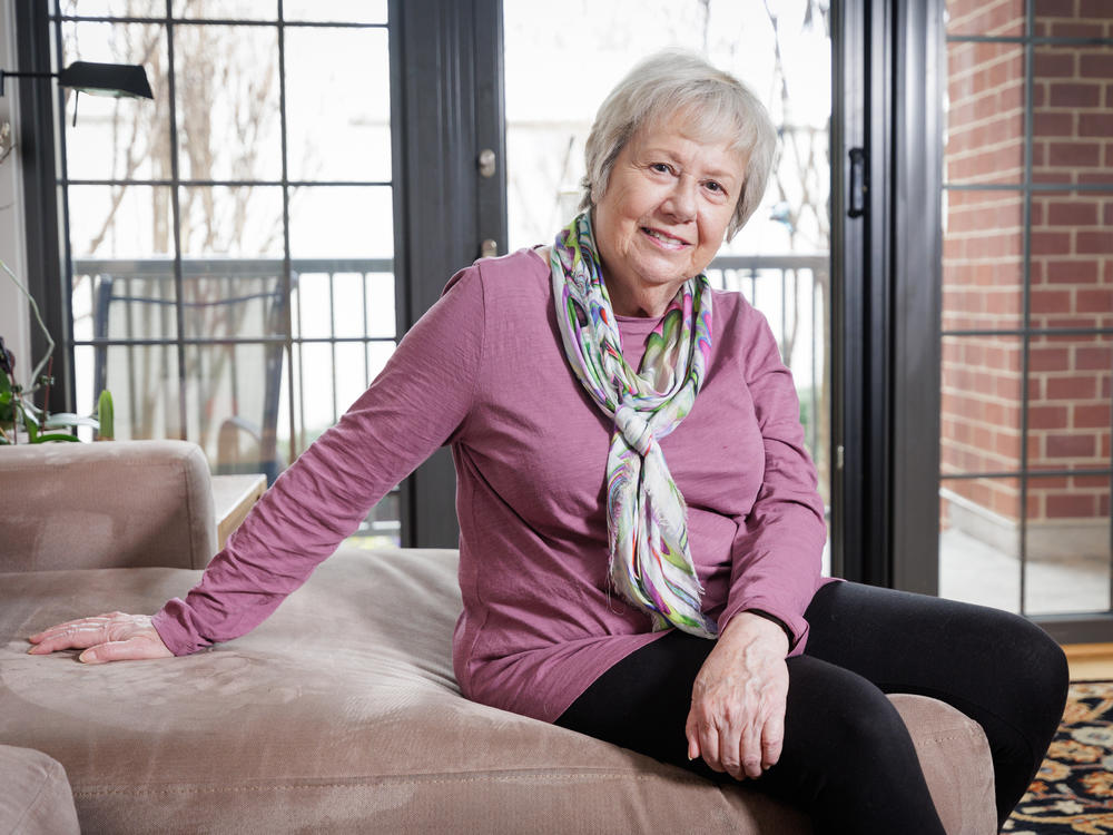 Barbara Green poses for a photo at her home on February 2, 2024 in Falls Church, Virginia. Green, who was diagnosed with pancreatic cancer in 2022, has been urging state lawmakers to legalize physician-assisted death.