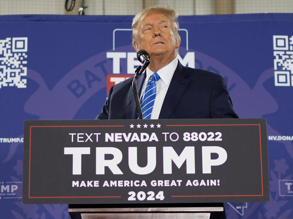 Former President Donald Trump speaks at a campaign event Jan. 27 in Las Vegas.