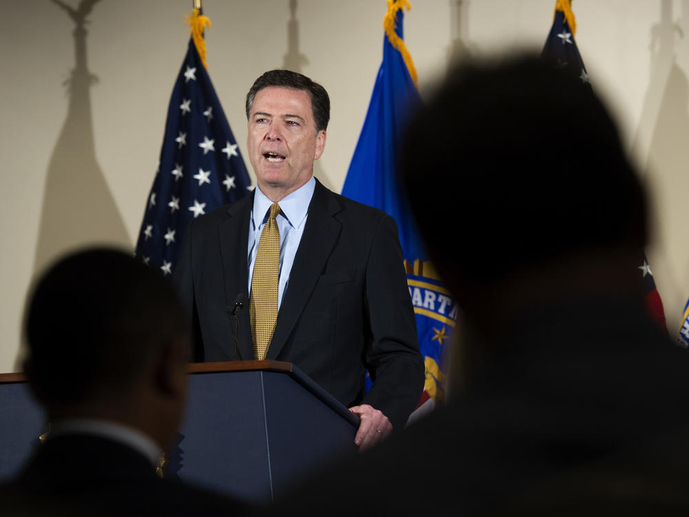 FBI Director James Comey makes a statement at FBI headquarters in Washington, D.C., on July 5, 2016. Comey said 110 emails sent or received on Hillary Clinton's server contained classified information.