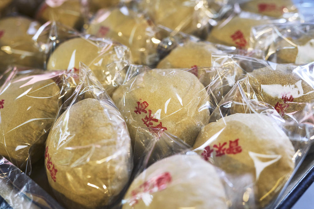 A selection of pastries on sale at the market.
