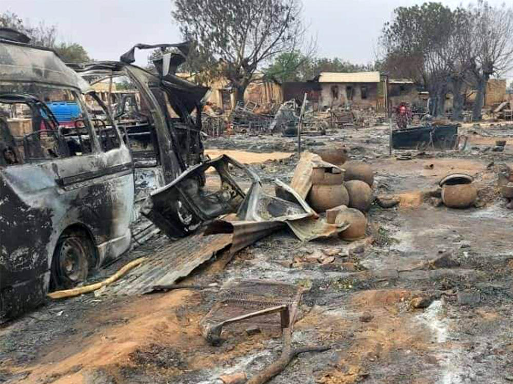 This picture — taken on Sept. 1, 2023 — shows destruction in a livestock market area in al-Fasher, the capital of Sudan's North Darfur state.