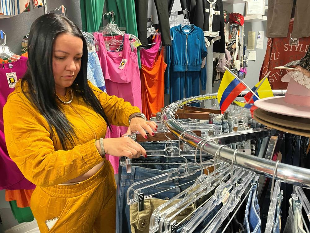 Christy Rosales owns a small clothing shop in a Latino market in East Las Vegas, Nev. She worries about the economy and that's why she plans to vote for Donald Trump in 2024.