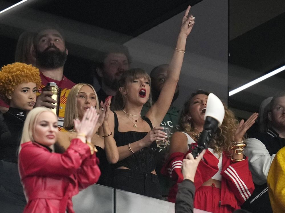 Taylor Swift attends the Super Bowl 58 in Las Vegas on Sunday.
