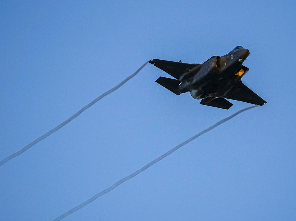 An Israeli air force F-35 warplane flies over during a graduation ceremony for new pilots in Hatzerim air force base near the city of Beersheba, Israel, June 29, 2023.