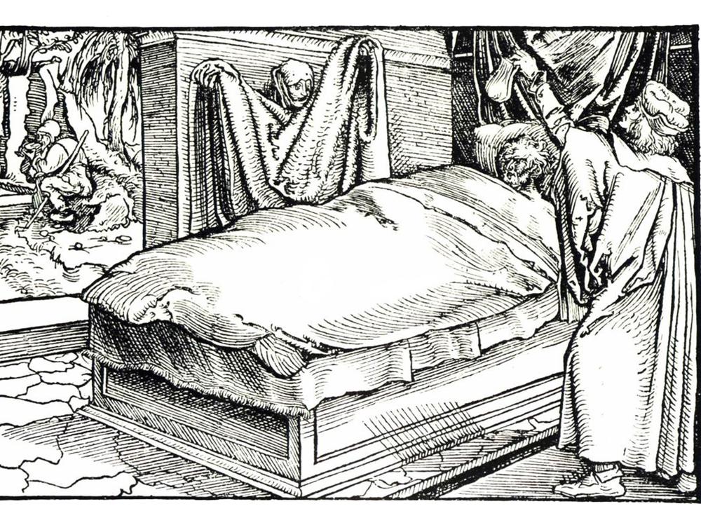 A 15th century woodcut depicts a patient suffering from the bubonic plague. A pandemic of the disease, the Black Death, killed an estimated 50 million people in Europe between 1346 and 1353.