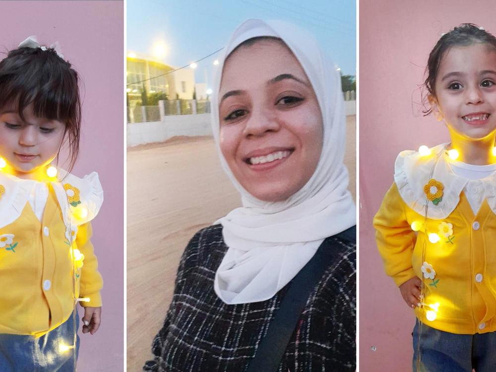 Pictured from left: Masa Khader, 2, Samia al-Atrash and Lina Khader, 4.