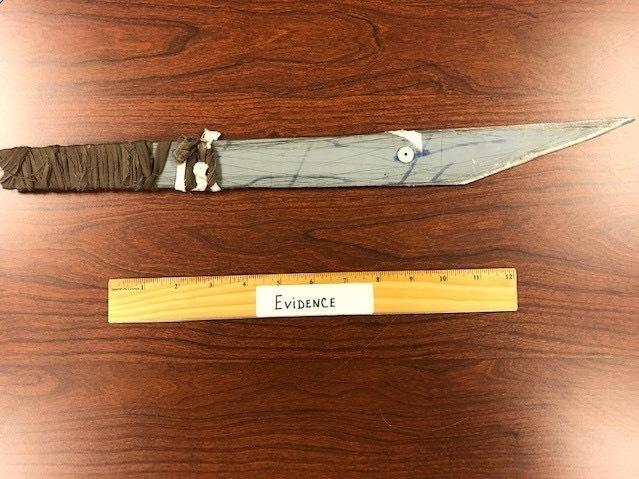 This is example of a confiscated contraband weapon included in the DOJ IG report. This metal knife was confiscated at the Federal Correctional Complex Hazelton in West Virginia.