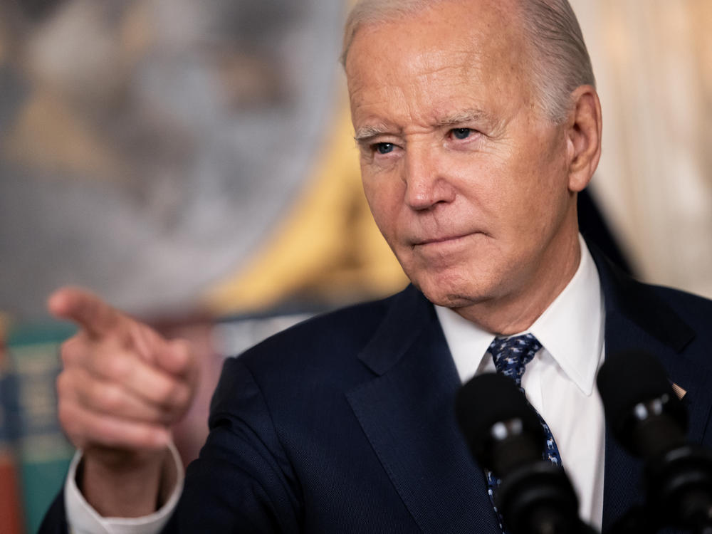 President Biden delivers remarks Thursday at the White House. Biden addressed the special counsel's report on his handling of classified material, and the status of the war in Gaza.