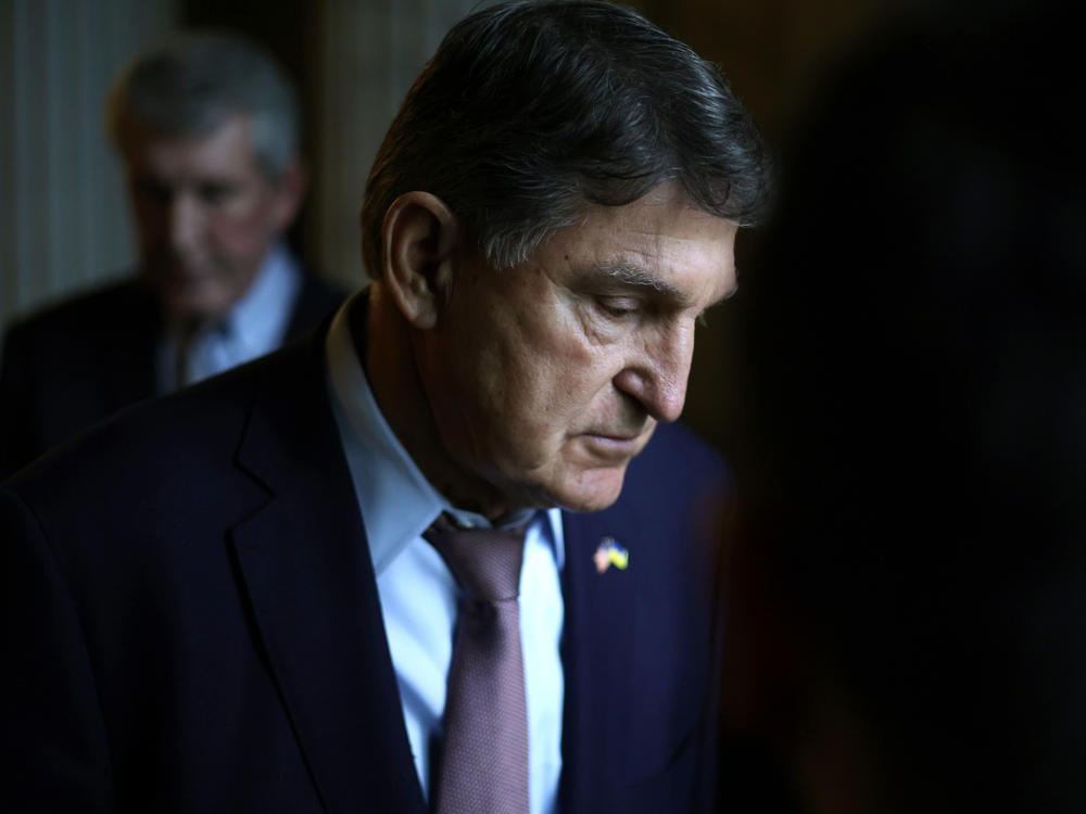 Sen. Joe Manchin, D-W.Va., leaves the Senate chamber after a live quorum call at the U.S. Capitol this week.