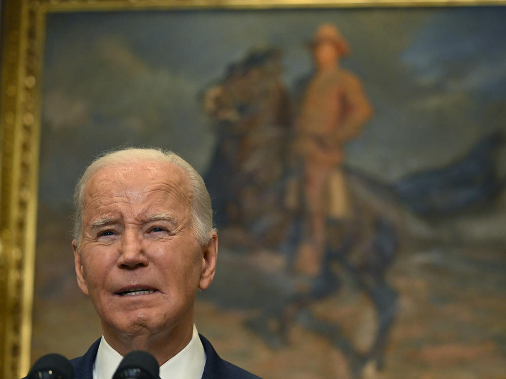 President Biden speaks about the death of Russian opposition figure Alexei Navalny in the Roosevelt Room of the White House on Feb. 16.