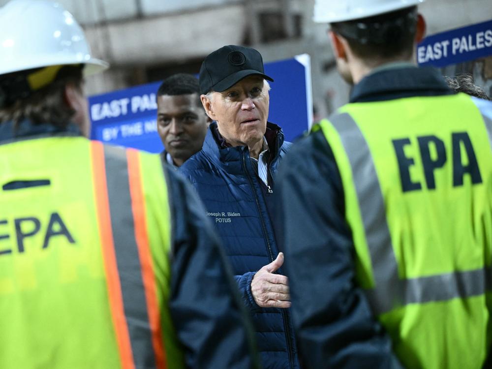 President Biden receives a briefing from officials on the continuing response and recovery efforts at the site of a train derailment which spilled hazardous chemicals a year ago in East Palestine, Ohio.